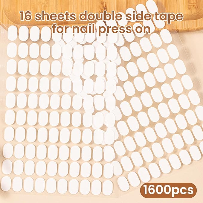 1696 Double Sided Tape for Press On Nails Stand holder Sticky Tabs Nail Art Accessories Nail Display Tape Clear False Tip Adhesive Tape for Practice Design DIY Home Salon