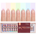 Beetles Spring Press On Nails 224 Pcs 7 Colors, French Tip Nails Short Almond Classic Fake Nail Tips, Pastel Romance Macaron Soft Gel Nails False Nails Art DIY For Women