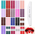 WOKOTO 20 Pcs Solid Nail Polish Strips, Self Adhesive Solid Nail Stickers And 1 Nail File Kit 14 Tips Per Sheet Glitter Fingernail Stickers gel nail strips Wraps For Women And Girls DIY Manicure