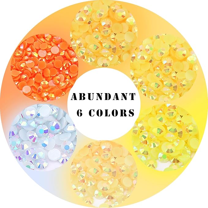 22800Pcs Shiny Jelly Rhinestones for Arcylic Nails Mixed Sizes Rainbow Rhinestones Flatback Nail Art 6 Colorful Red Yellow Crystal AB for DIY Craftings Makeup
