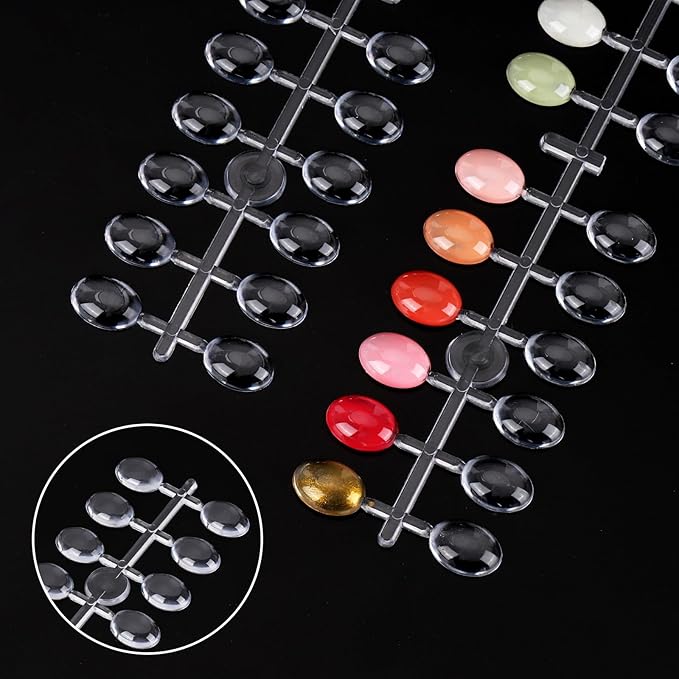 Tbestmax 720 Pcs Nail Polish Swatch Dots, Cat Eye Shape False Nail Polish Color Display Tips with Adhesive Sticker for Nail Polish Training Practicing