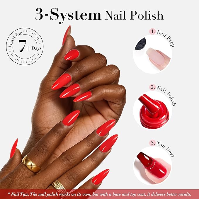 AZUREBEAUTY Red Nail Polish Burgundy Quick Dry Natural Infinite Shine Nail Lacquer Fingernail Polish Strengthening Treatment Kit Salon-Quality for Women Valentine's Day Gift
