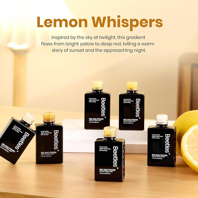 Beetles Yellow Gel Polish Set - Lemon Whisper Collecion, Butter Pastel Light Yellow Gel Polish Set Spring Colors UV LED Soak Off Nail for Autumn Manicure