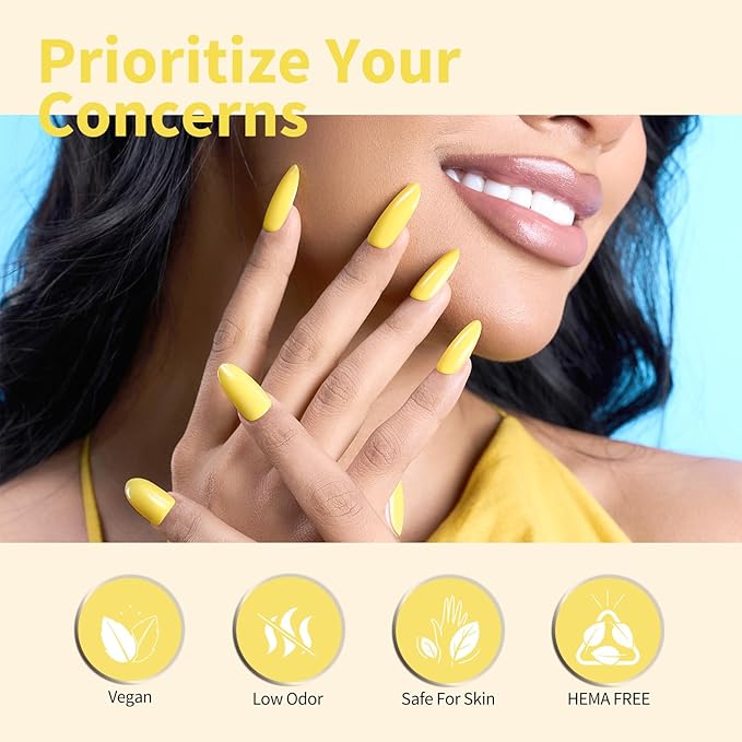 CANNI Bright Neon Yellow Gel Polish - Pastel Butter Yellow Color, High Gloss Soak Off U V Gel Nail Polish for French Nail Manicure Salon DIY