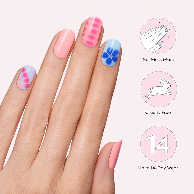 Dashing Diva Glaze Nail Strip Set - Amsterdam Haze - Long Lasting, Chip Resistant, Semi-Cured Gel Nail Strips - Summer Gel Set - 4-Piece Manicure Kit with 32 Strips