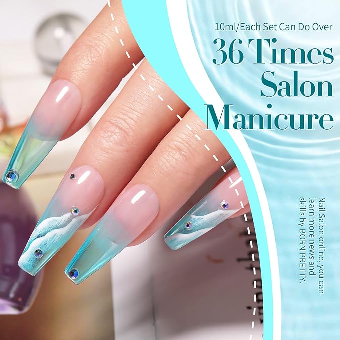 Born Pretty Pastel Jelly Gel Nail Polish Set Spring Summer Easter Gel Polish Crystal Glass Translucent Blue Green Yellow Pink Red Soak Off U v Gel Polish 7ML 6PCS