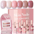 Double Rhythm 6 Pcs 15 ML Gel Polish Set Same Color Same Bottle Soak Off Gel Polish Kit Nail Art Manicure Salon DIY at Home for Women (Light Dark Nude Pink Beige-T6-17)