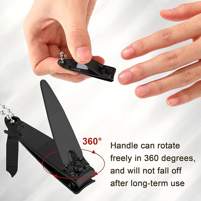 Bememo 12 Pieces Stainless Nail Clippers Set Fingernail and Toenail Clippers Nail Cutter Tool Set for Men and Women (Black and Silver)