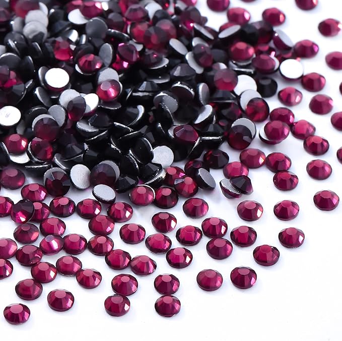 Purple Flatback Rhinestones, Glass Rhinestones for Nail Art and Craft, Glue Fix, Loose Crystal Gemstones(Purple, SS8, 1440pcs, 2.3-2.5mm)