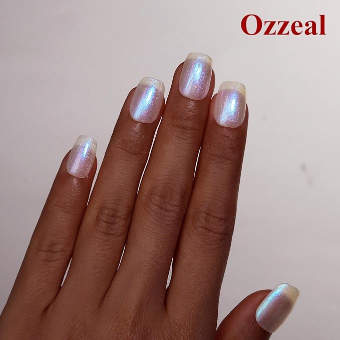 Pearl Gel Nail Polish, Blue Transparent Shimmer Shell Nail Gel Polish Glitter Mermaid Iridescent Pearlescent Sparkle Spring Summer Soak Off Led UV Manicure 15ML