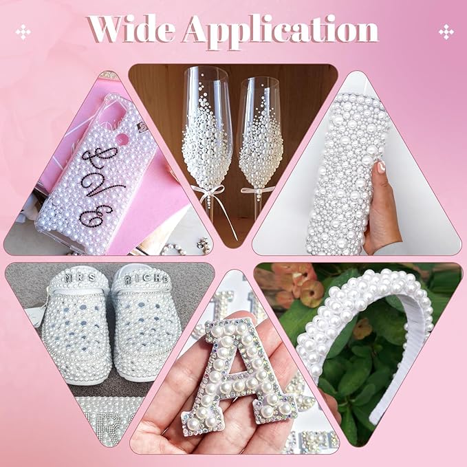 Flatback Pearls for Crafting with 3Pcs 10ml B7000 Jewelry Glue, 1 Box of Half Round White and Beige Pearls, Bedazzling Beads for DIY Crafts Clothing Tumblers Shoes Embellishment Nail Art
