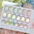 Born Pretty Golden Mirage Cat Magnetic Eye Gel Nail Polish Set,6 Colors Spring Summer Gold Glitter Pink Green Magnetic Gel Polish Kit Soak Off U V Gels DIY Art for Girls Women