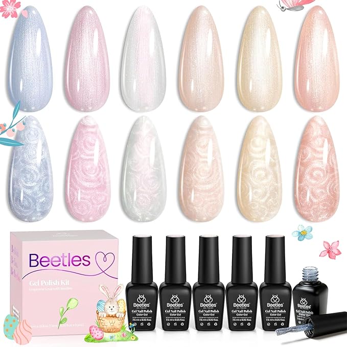 Beetles 3 Pcs 7.5ml Builder Nail Gel No Wipe Base Top Coat Set with Beetles 23Pcs Pastel Color Gel Nail Polish Kit