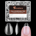 Nicedeco Extra Short Almond Nail Tips Full Cover 216PCS Clear Fake Nails Tip for Acrylic Nail Tip Soak Off Home DIY Salon Nails 12 Sizes - 009