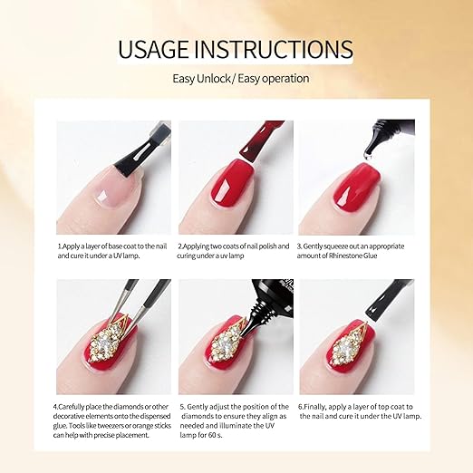 Nail Rhinestone Glue - Durable Nail Gem Adhesive,for Securing Nail Gems, Rhinestones & 3D Nail Charms, Long-Lasting Rhinestone Glue for Nails