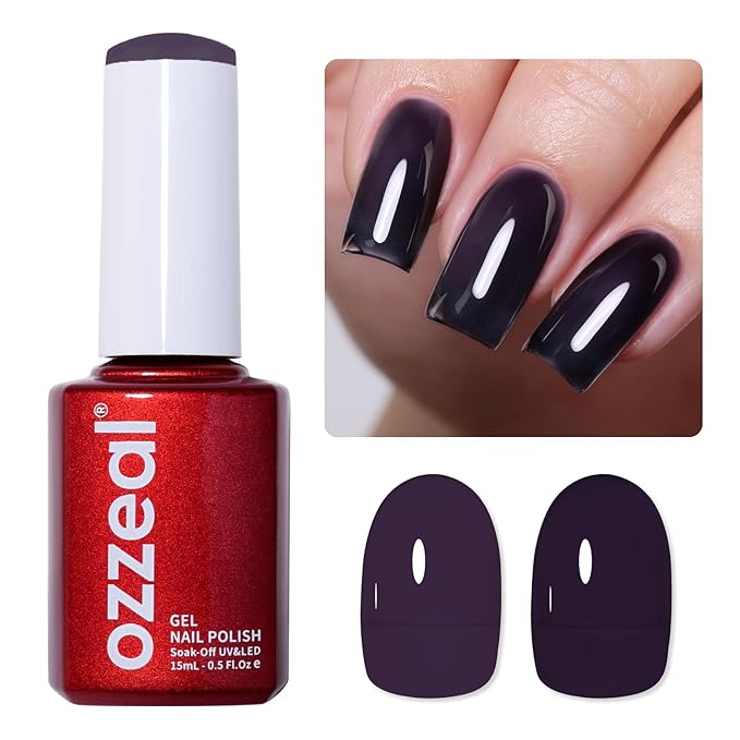 Jelly Gel Nail Polish, Black Jelly Nail Polish Gel Translucent Fall Winter Dark Blue Nail Gel Polish Sheer Soak off UV LED for Nail Art DIY Manicure 0.5 Fl Oz