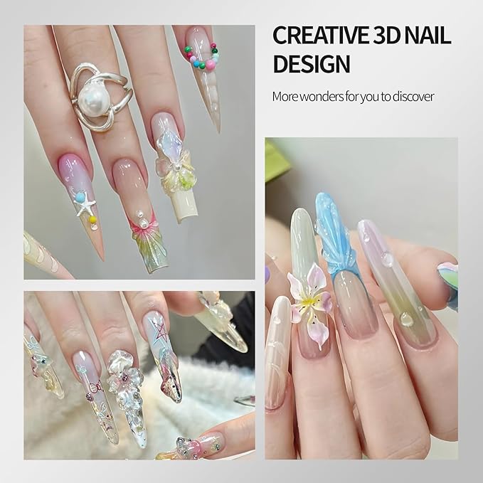 3D Gel Nail Art Kit-Pearl White Solid Builder Gel for Nails 3D Sculpting Carving Building Modeling Hard Extension for Beginner DIY Salon at Home Cured Needed