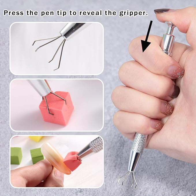 100Pcs Nail Sponges for Ombre Nail Art, Mini Soft Nail Art Sponges with Grabbing Pen and Waterproof Nail Polish Palette Paper, Nail Ombre Brush Gradient Manicure DIY Tools Nail Supplies