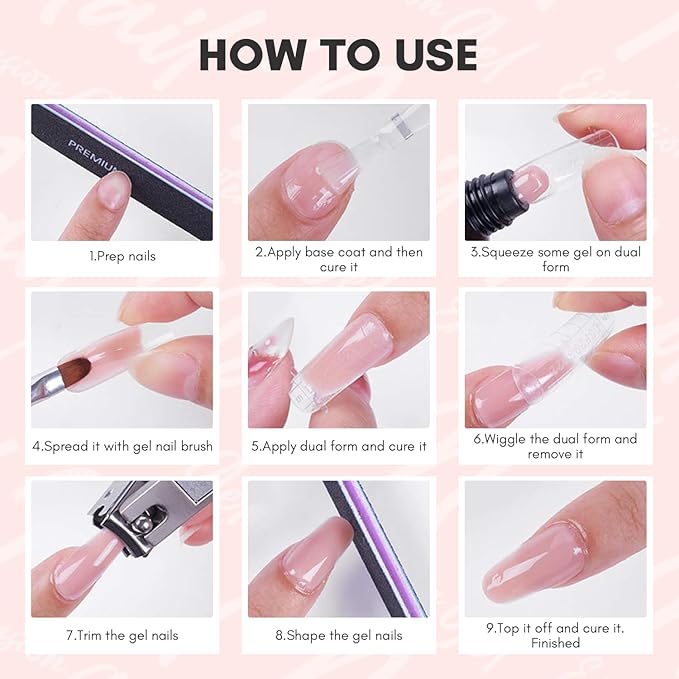 Makartt Hema-Free Poly Nail Gel 50ML Professional Gel Builder for Nails, Light Nude Pink, Nail Extension Color Gels Multifunctional Long-Lasting Easy to Use DIY Home Salon-Peach