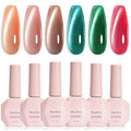 MelodySusie Velvet Gem Red Green Cat Eye Set Cat Eye Gel Nail Polish Set 6 Pcs, 0.26 Fl Oz Glitter Holographic Magnetic Nail Polish with Magnet, UV Nail Polish for Nail Art Manicure Salon DIY at Home
