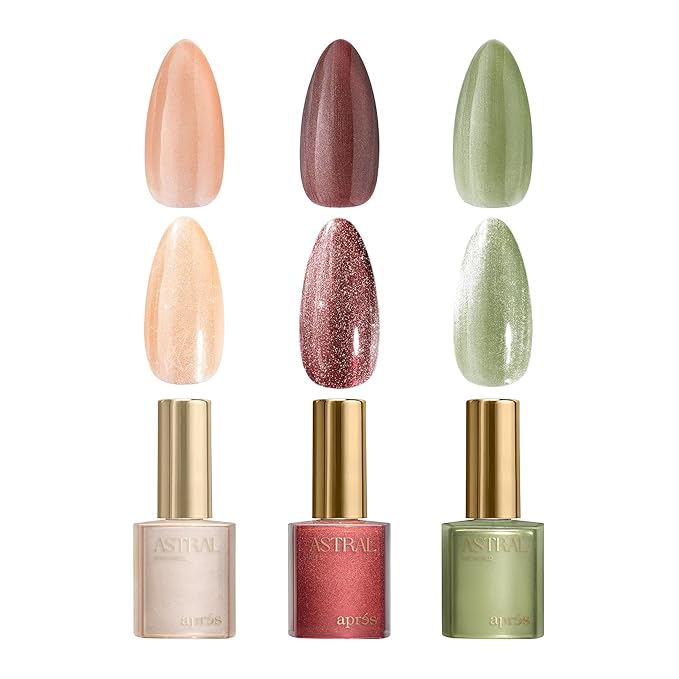APRÉS Astral Gel Color Set, 3 Colors, HEMA-Free & TPO-Free Salon Quality Nail Gel Polish Trio Bundle (Astral Velvet Cat Eye, Set 5)