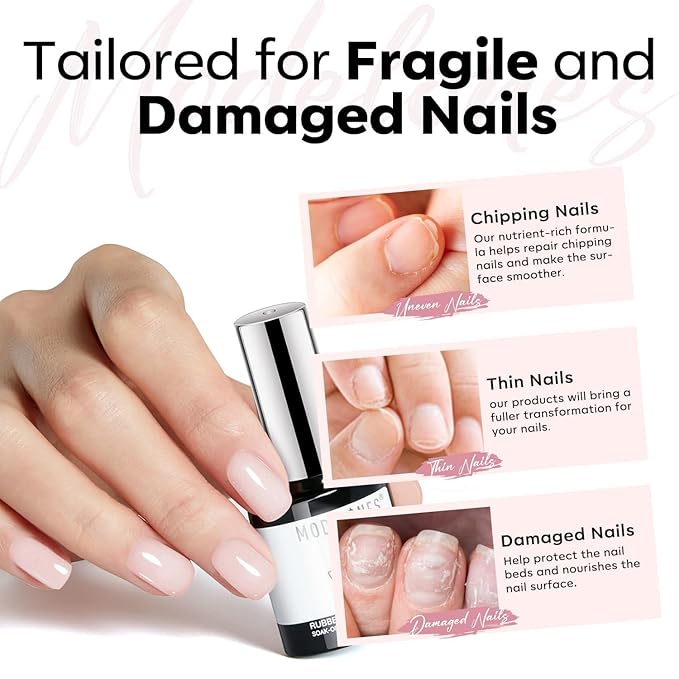 modelones Builder Rubber Gel Base Coat for Nails, Nude Glitter Rubber Base Gel Nail Polish for Strengthen Apex Building Extension Protect Weak Nails Long Last U V Manicure Gift for Women