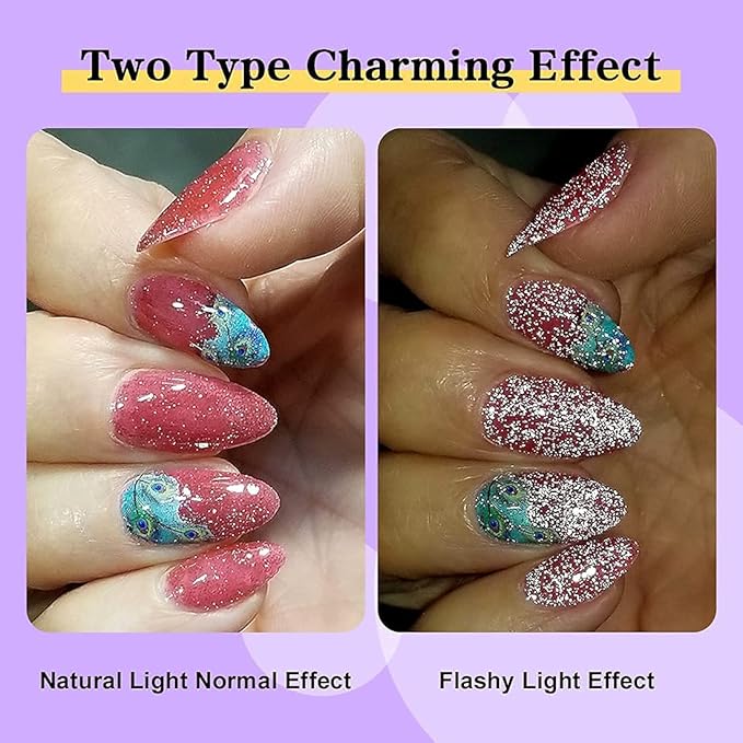 AIMEILI Reflective Gel Nail Polish Soak Off Reflective Glitter Gel Polish Holographic Diamond Glitter Nail Polish Kit Set of 12pcs X 8ml - Kit Set 7