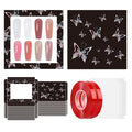 ANGNYA 72PCS Empty Press On Nail Packaging Box Contains 35PCS Butterfly Press On Nail Boxes, 35PCS White Display Cards, 2PCS Double Sided Tapes, Nail Tip Storage Case for Press-on Nail Business