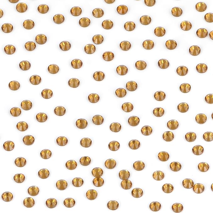 Bymitel Hotfix Crystal Rhinestones Round Gems Iron on DIY Jewelry Making Flat Back for Crafts,Lt. Topaz, 2mm(SS6/2880pcs)