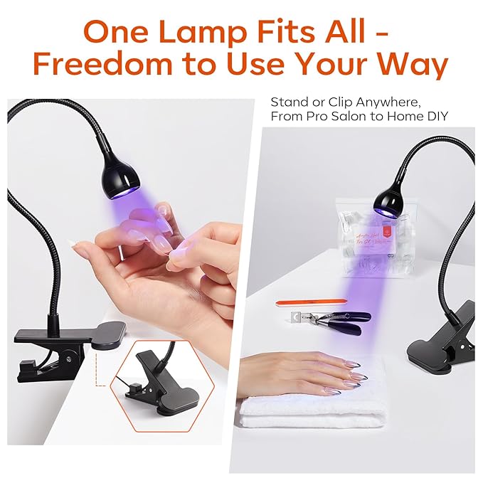 modelones X Nail Gel Kit Almond, 510Pcs Nail Tips & LED Lamp Gooseneck and Clamp, 10-in-One Glue Prep Dehydrator, 15Size Medium Almond Press on Tip Adjustable U/V Light Easy Extension DIY Women Gift