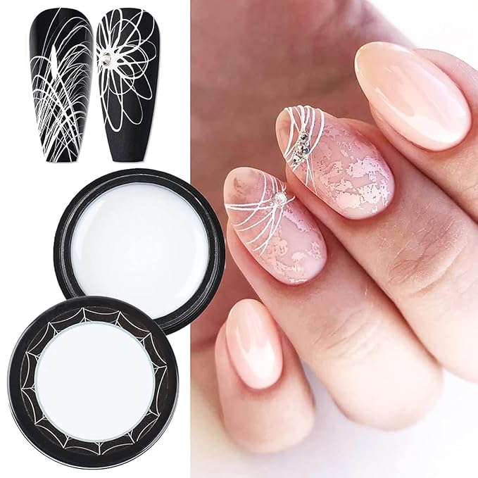 White Spider Gel for Nails, White Gel Paint for Nails Art UV LED DIY Design Manicure Spider Paint Nail Gel for Nail Art
