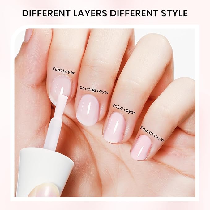 Quick Dry Milky Natural Nail Polish, Regular Fingernail Lacquer Help Nail Strengthener and Growth Nail Repair