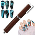 Multifunctional Nail Magnet,Cat Eye Magnetic for Nails,Detachable Design with Solid Wood Shell Protection,Strong Magnet for nails Salon Art Tools(Walnut Black)