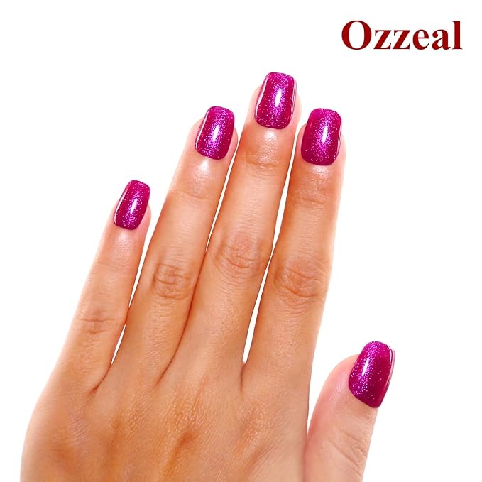 Pearl Gel Nail Polish,Deep Hot Pink Glitter Gel Nail Polish Sparkle Shimmer Gel Glitter Nail Polish Fall Winter Soak off LED UV Gel Nail Polish for Art DIY Manicure 15ML