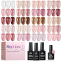 Beetles Soft Tint Jelly Gel Nail Polish Set - 23PCS 20 Colors Jelly Nude Pink Milky White Purple Brown Red Sheer Translucent Base Coat Glossy Matte Top Coat French Nail Art Gift Manicure for Women