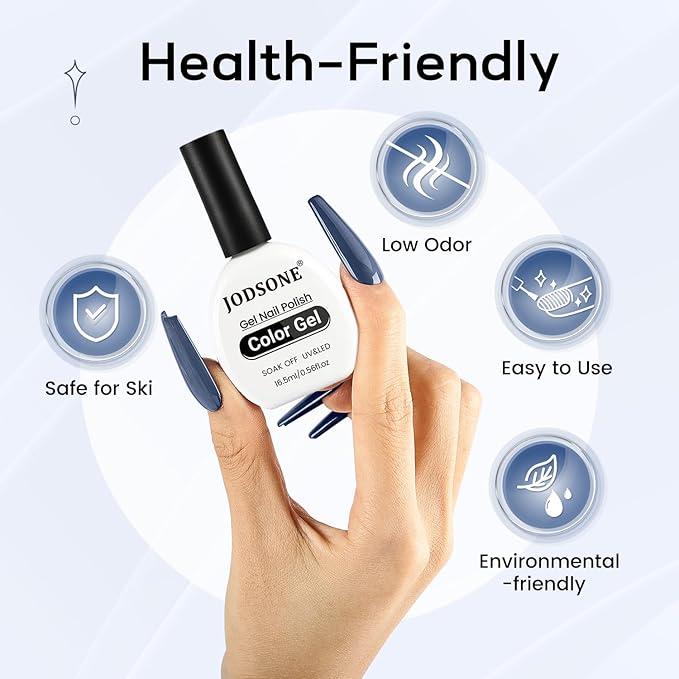 JODSONE Grayish Blue U V Gel Polish 16.5ml Soak Off Nail Color for Home Manicures Lilac Lacquer for Nail Art Gift for Women