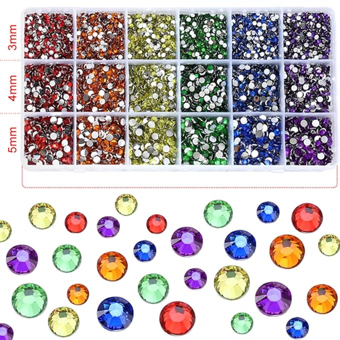3/4/5mm Resin Rhinestones Set Glitter Jelly Crystal Garment Clothing Decor Accessories Flatback Rhinestones for Nail Art (CC)
