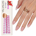 Gel French Tip Nails Medium Square Press on Nails White Tips 300Pcs Pre-applied Primer Natural Pink Fake Nails Extensions Kit for Women Girls DIY