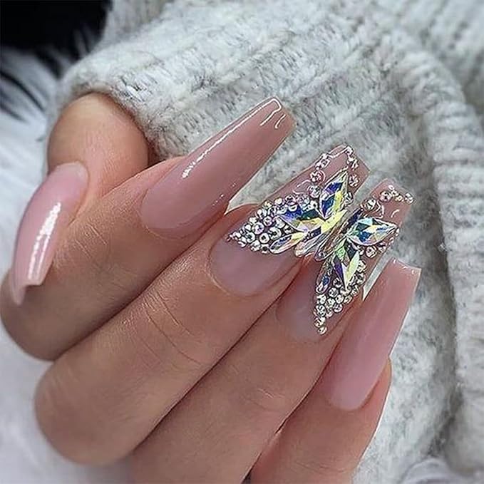 HNUIX Nail Rhinestones - 4550pcs Crystal Blue Moonlight, Multiple Shape Gems, Flatback Rhinestones, with Kit and Glue Gel, for Nail Art