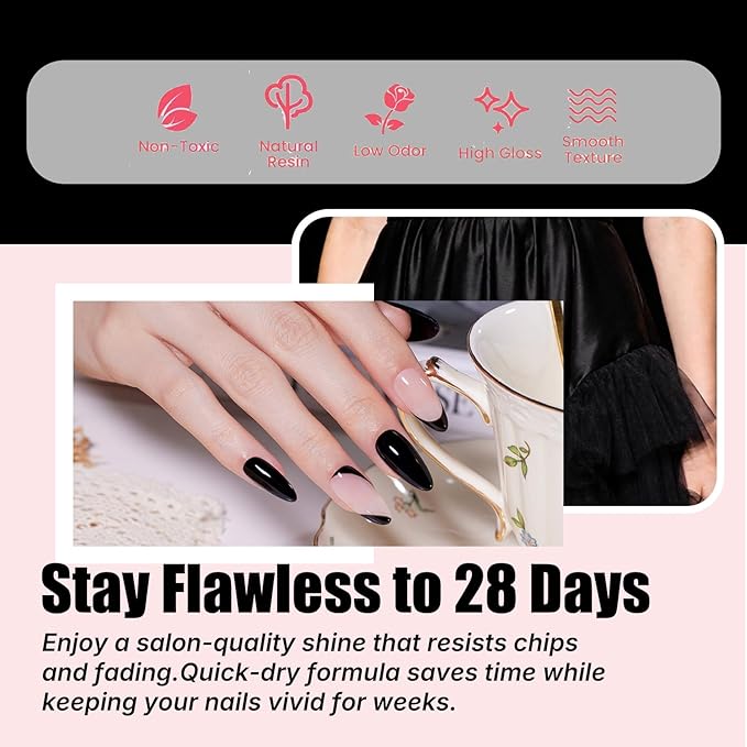 JR Gel Nail Polish Set, 16ml Full Size Bottle 6 Colors Milk White Pink Black 9D Cateye Glitter Nail Gel Polish Gift Soak Off Led Nail Art Kit Salon DIY Colorful Bottle J