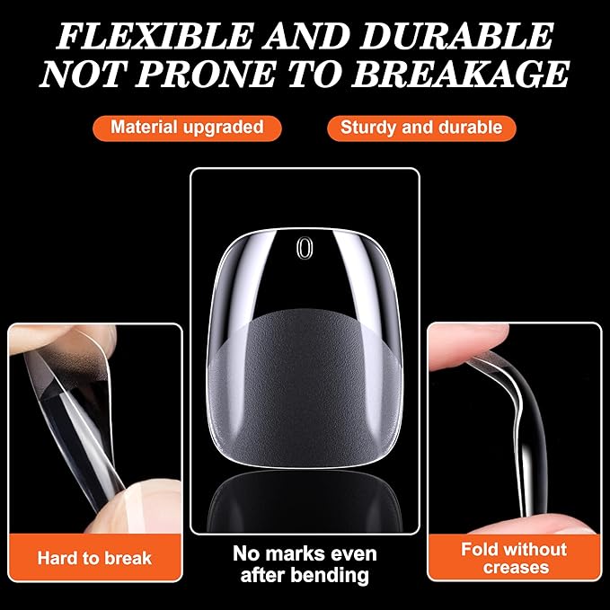 Extra Short Square Nail Tips, 360Pcs Acrylic Soft Gel Nail Tips for Full Cover Nail Extension Home DIY Nail Salon, 15 Sizes