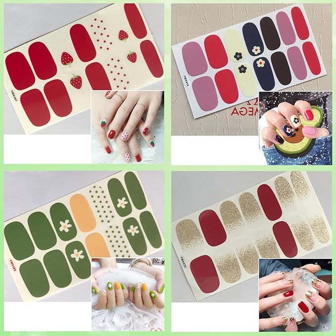 560 Pieces 40 Sheets Vibrant Color Nail Polish Strips Self-Adhesive Nail Stickers Full Wraps Gel Nail Strips Real Nail Polish Stickers for Women