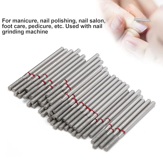 50Pcs Cuticle Bit, Carborundum Flat Head Nail Polishing Grinding Head, Dead Skin Removal Drill Bits for Beginners