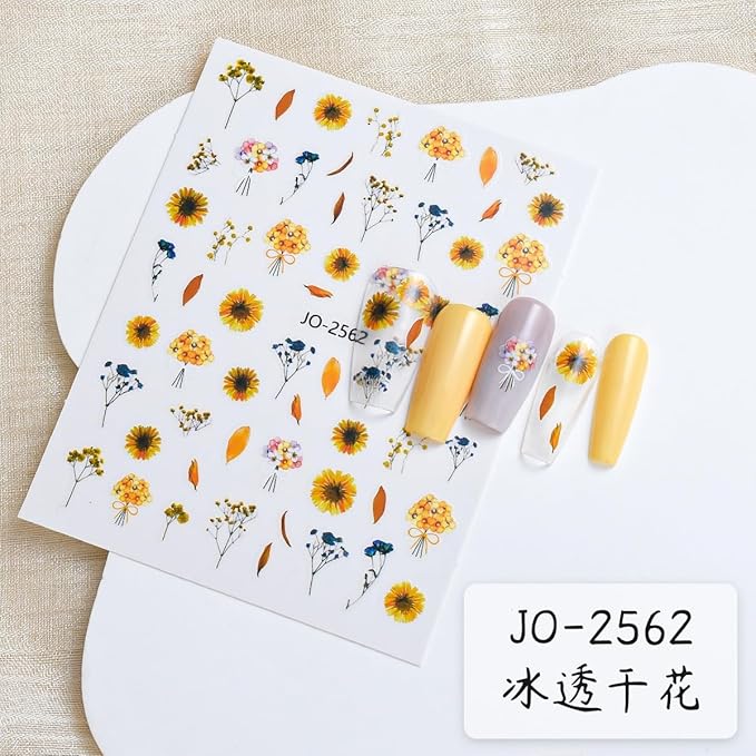 Spring Flower Nail Art Stickers Decals 3D Self-Adhesive Colorful Peach Floral Design Nail Stickers Lavender Carnation Nail Decals Spring Summer Nail Supplies for Women DIY Manicure 6Sheets…