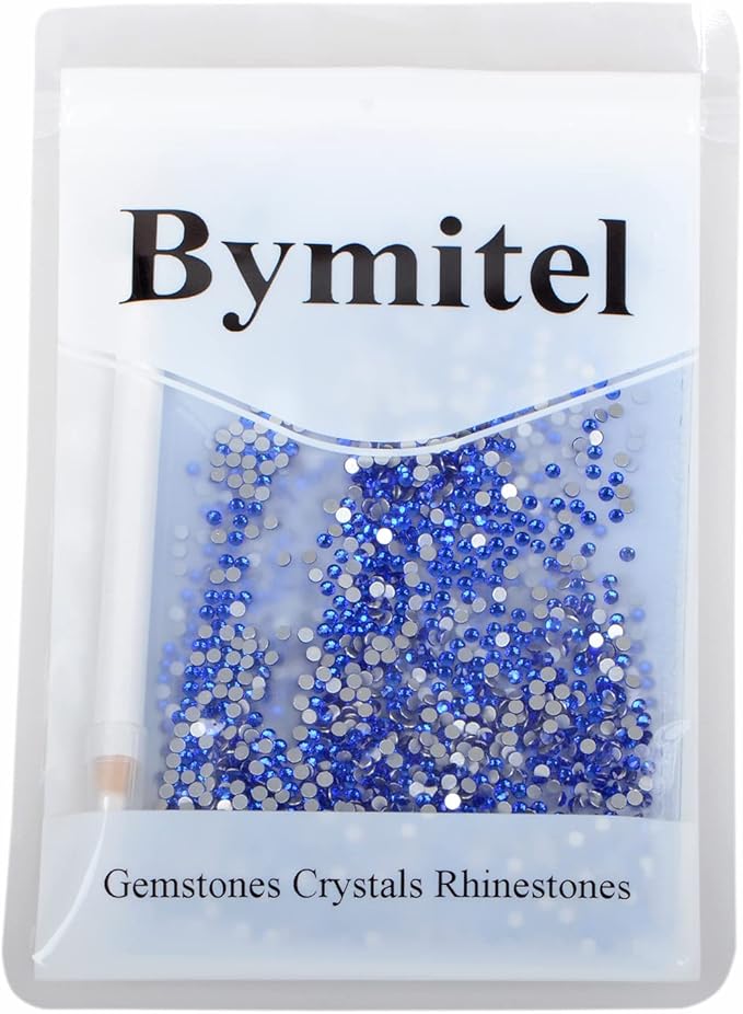 2880PCS Art Nail Rhinestones Non Hotfix Glue Fix Round Crystals Glass Flatback for DIY Jewelry Making with one Picking Pen (ss8 2880pcs, Sapphire)