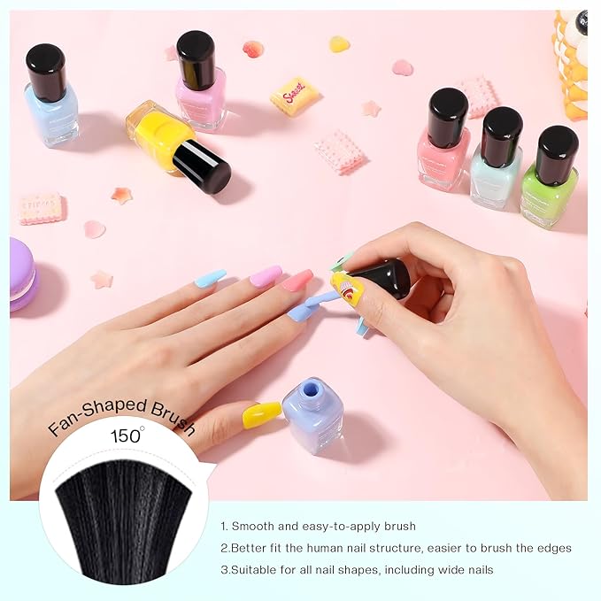 Nail Polish Set Fingernail: Pastel Macaron Rainbow Nail Polish Kit Regular Neon Air Quick Dry Nail Polish Pack for Women Nail Art Design Gift Holiday Party 0.27oz