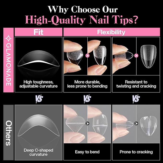 Short Gel Nails Kit: Perfect Natural-Looking 12 Sizes Almond Clear Press on Nail Tips - Professional Acrylic Nail Extensions Full Cover Pre-Shaped Fake Nails for Salon DIY at Home(312pcs)