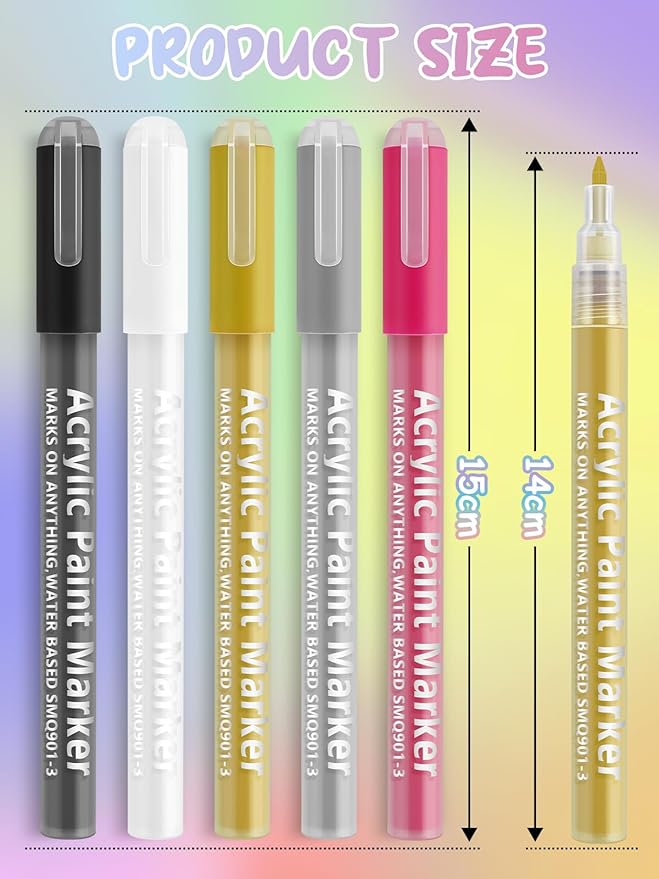 EBANKU Nail Art Pens Quick-Drying, 3D 0.7MM Acrylic Paint Pens Nail Art Markers Nail Polish Pen Nail Point Dotting Liner Pen Tools for Home & Salon Nail DIY(Gold)