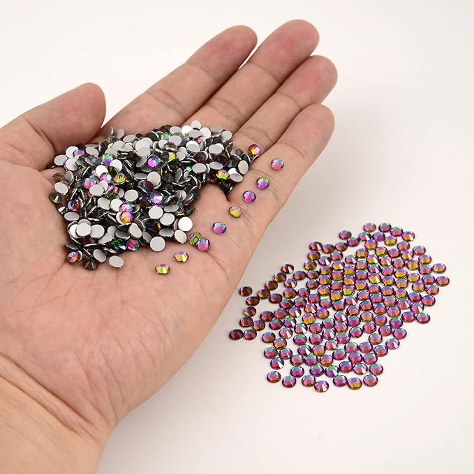 NCB Nancybeads 1500pcs Flatback Round Glass Nail Art Rhinestones Crystal for DIY Making Accessories Shoes, Clothes, Face Art, Bags, Manicure (Green Volcanic, SS20 1500pcs)