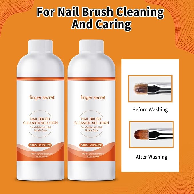 Nail Polish Remover Kit Nail Glue Remover & Nail Brush Cleaner Professional Nail Remover Quickly Clean Nail Brushes with Glass Cup Nail Cleaning pads for Nails